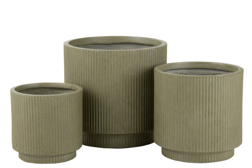 J-Line bloempot Misty - keramiek - groen - set van 3 - Ø 37 cm