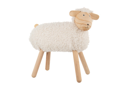 J-Line decoratie Schaap - hout/kunstbont naturel wit - large - vtwonen shop