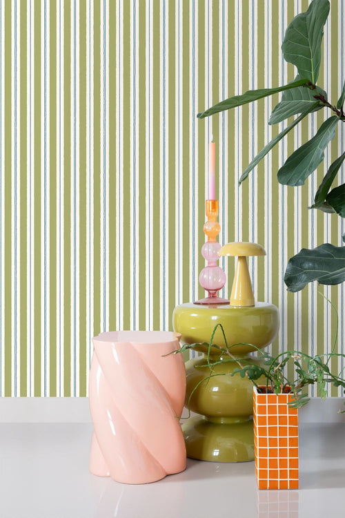 ESTAhome behang strepen groen en blauw - 50 x 900 cm - 131955
