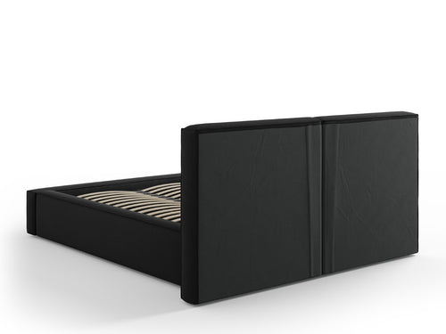 Micadoni Opbergbed met hoofdeinde Jodie 140x200cm, structurele stof, zwart - 228x194x108cm