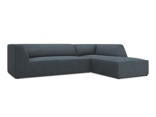 Micadoni rechter hoekbank Ruby 4-zits, ribfluwelen, blauw - 180x273x69cm