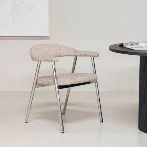 DÉJA Living Eetkamerstoel Sorø - Taupe/Chrome - Set van 2