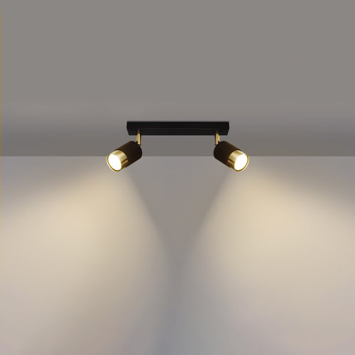 Sollux Lighting Plafondlamp NERO 2 zwart/goud - 30x5x18cm