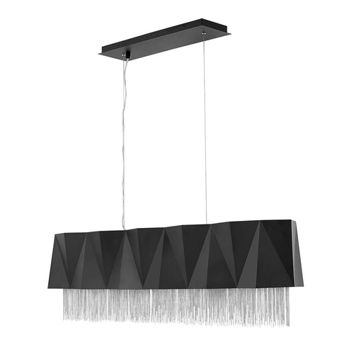 Elstead Zuma 6-lichts hanglamp, satijnzwart, zilver, E27