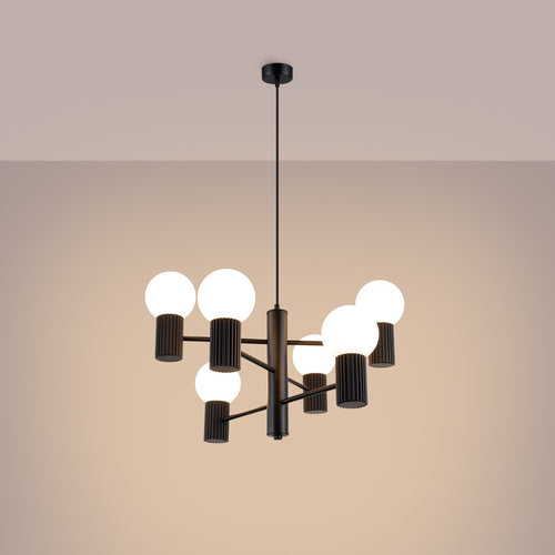 Sollux Lighting Kroonluchter HALO 6 zwart - 64x64x230cm