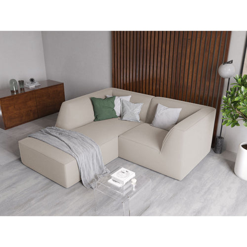 Cosmopolitan Design - Modulaire hoekbank links Siena 3-zits, flueel beige - 180x186x69cm