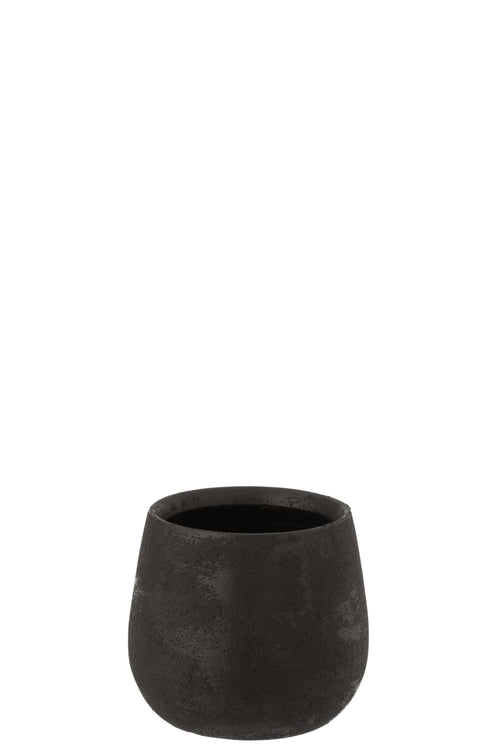 J-Line bloempot Oneffen Ruw - keramiek - zwart - small - 2 stuks - Ø 16.5 cm