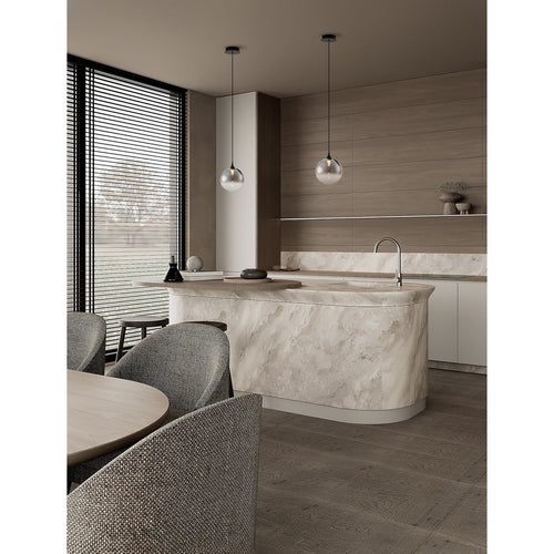 Nova Luce ORENDA Bolvormige hanglamp voor plafond, rookkleurig, matzwart, LED, 5W, 225lm, 3000K