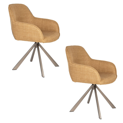 Housecraft Living Toye Eetkamerstoelen draaibaar Geel - Set van 2 - vtwonen shop