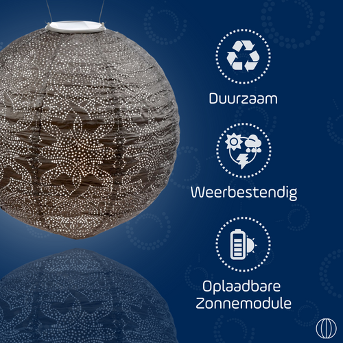 Lumiz solar lampion - marrakesh rond - 30 cm - taupe - vtwonen shop