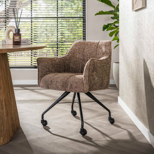 Giga Meubel Eetkamerstoel Hoven - Champagne - Incl. Wieltjes - Set van 2 - vtwonen shop