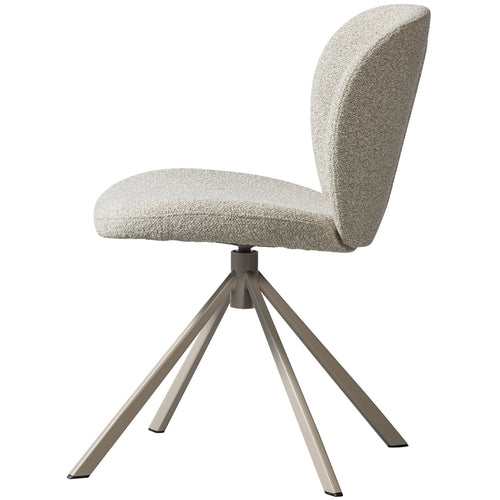 WOOOD eetkamerstoel Femke - Bouclé - Naturel - Set van 6
