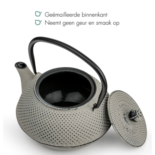 Bredemeijer - Gietijzeren theepot Jang - 0,8 liter - Betongrijs - Met filter - vtwonen shop