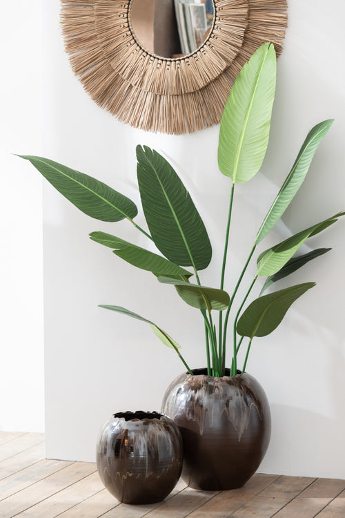 J-Line bloempot - keramiek - bruin - medium -  Ø 40 cm