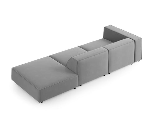Cosmopolitan Design Rechte bank Arendal 4-zits, flueel, lichtgrijs - 102x262x70cm