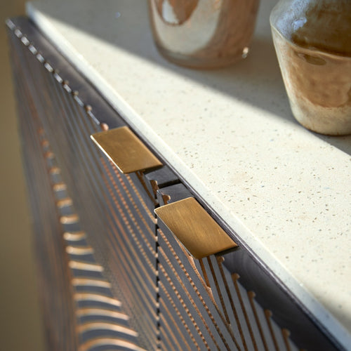 Tikamoon Dressoir van massief mangohout en terrazzo 80 cm - Bruin