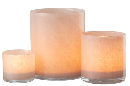 J-Line windlicht Jade - glas - roze - large