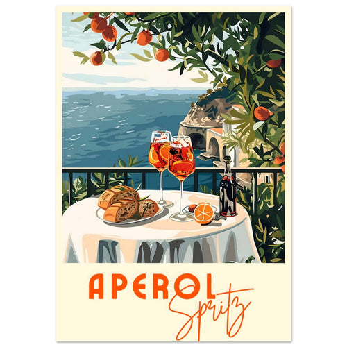 Artfulprints Poster met Lijst Aperol Spritz - Cocktail with a view   - 30x40 cm - Meerkleurig