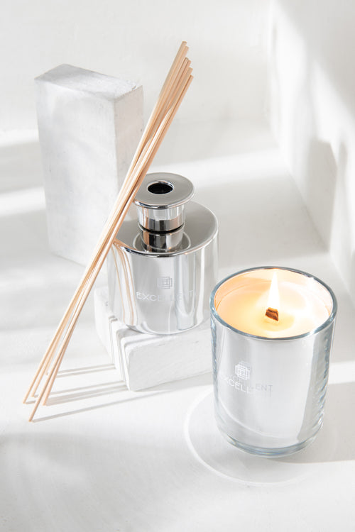 J-Line geurkaars Excellent - Cotton Candy - glas - zilver - small - 50U