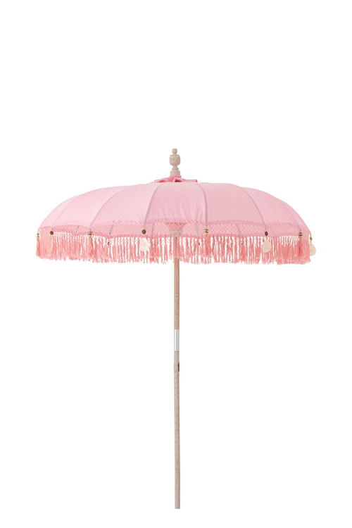 J-Line parasol Bobbi - hout/katoen - lichtroze