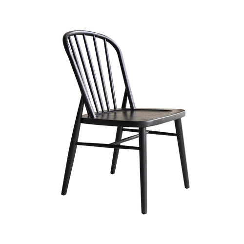 Tikamoon Set van 2 stoelen met spijlen in zwart massief acaciahout - Zwart