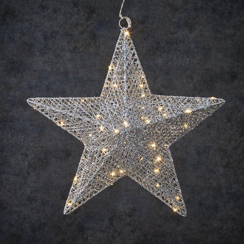Luca Lighting Kerstverlichting Ster met Warm Witte LED Lampjes - Ø40 cm - Zilver - vtwonen shop