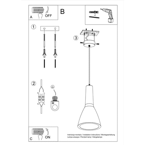 Sollux hanglamp Empoli - 1 lichts - 17  x 132   cm - grijs - vtwonen shop