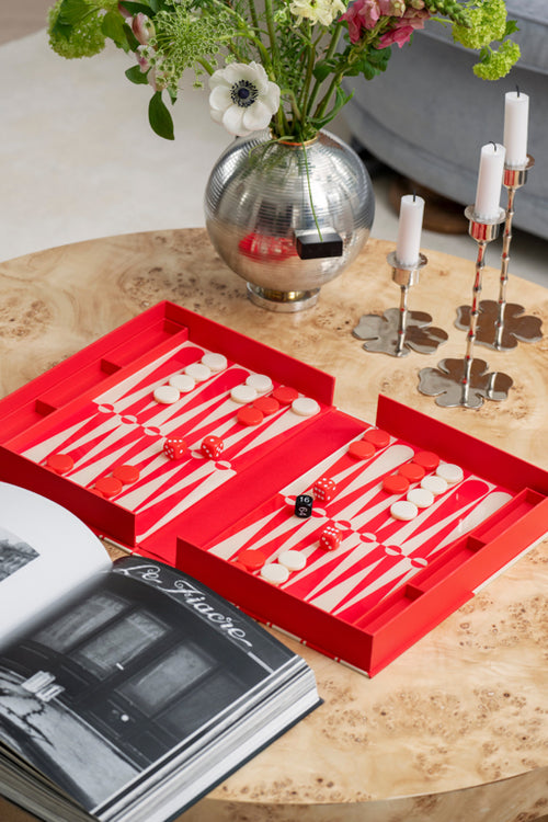 Printworks Spel Classic - Art of Backgammon - Rood/Crème