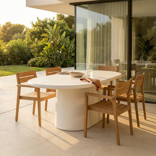 Giga Meubel Tuintafel Romy - Ovaal Off-White Eco Composiet - 240x100x75cm