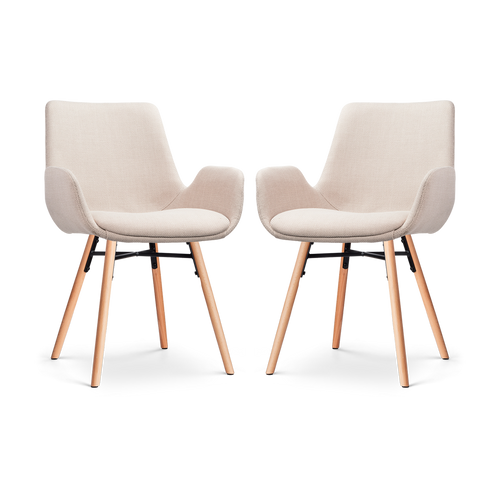 Nolon Nena-Eef Eetkamerstoelen Set van 2 - Beige - Naturel Hout - vtwonen shop