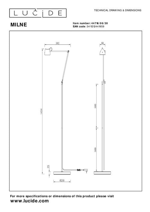 Lucide vloerlamp MILNE - Geïntegreerde LED - Zwart - vtwonen shop