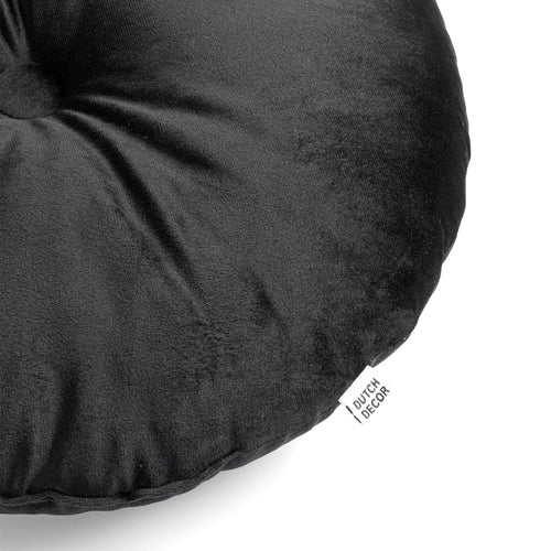 OLLY - sierkussen Ø38 cm - rond velvet - Raven - zwart