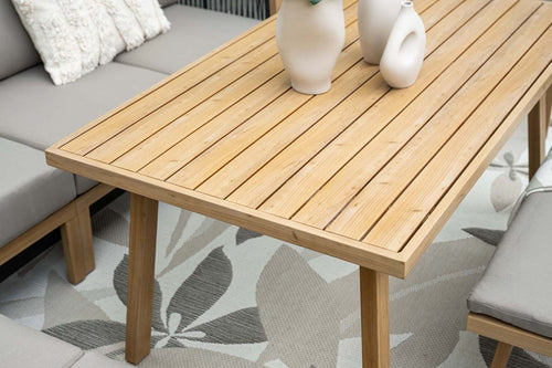 Decala lounge-diningset -5-delig-aluminium-light teak look-desert sand - vtwonen shop