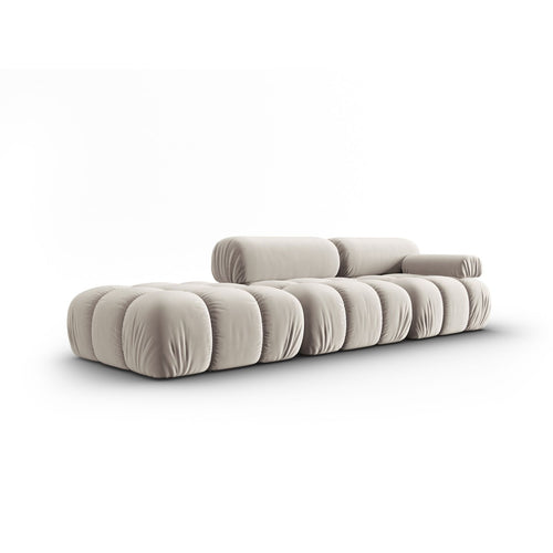 Cosmopolitan Design - Linker modulaire bank Cortina 4-zits, flueel donkerbeige - 94x282x70cm