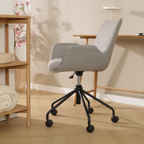 Nolon Nout-Eef Bureaustoel Warm Grijs - Armleuning - Zwart Onderstel - vtwonen shop