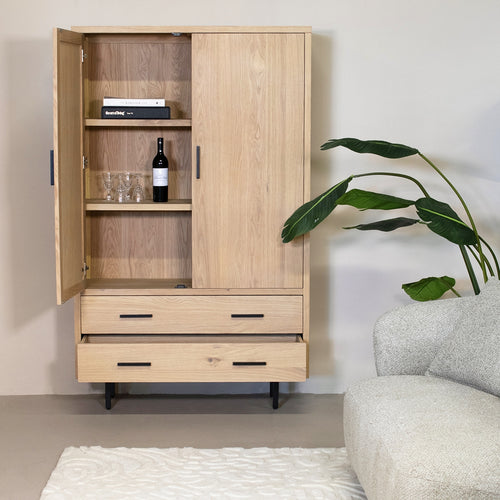 DÉJA Living Wandkast Ilja - Eikenhout/Metaal - 110x40x180cm - vtwonen shop