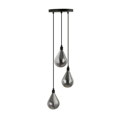 HOME DELUXE Hanglamp van glas CELIA Rookgrijs - 3-lichts - vtwonen shop