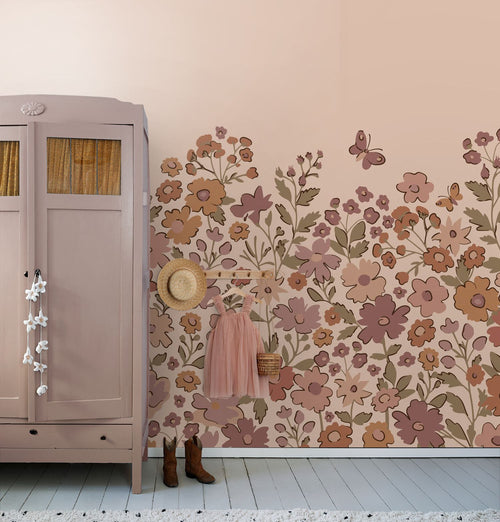 ESTAhome fotobehang bloemetjes terracotta roze - 2.5 x 2.79 m - 159582