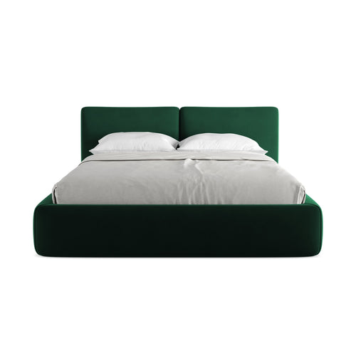 LaMiaSofa Bed met opbergruimte Milano - velours - flessengroen - 180x228x82