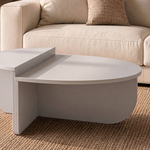 Calicosy - ORION Set van 2 salontafels - Licht hout - 90x90x35 cm