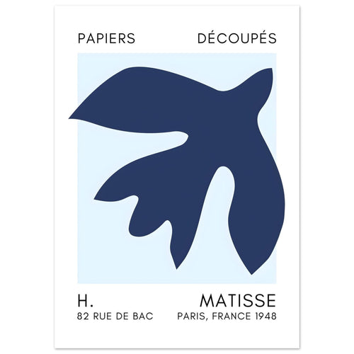 Artfulprints Poster Matisse – Floating forms navy blue I   - 50x70 cm - Blauw