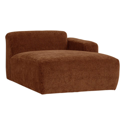 WOOOD chaise longue bank rechts Mojo Base - Rib - Roestbruin - 74x112x162