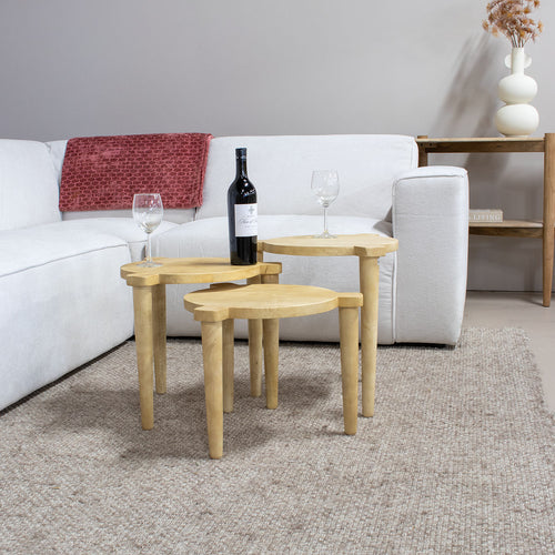 Giga Meubel Salontafel Jiska - Mangohout - Naturel - Set van 3 - vtwonen shop