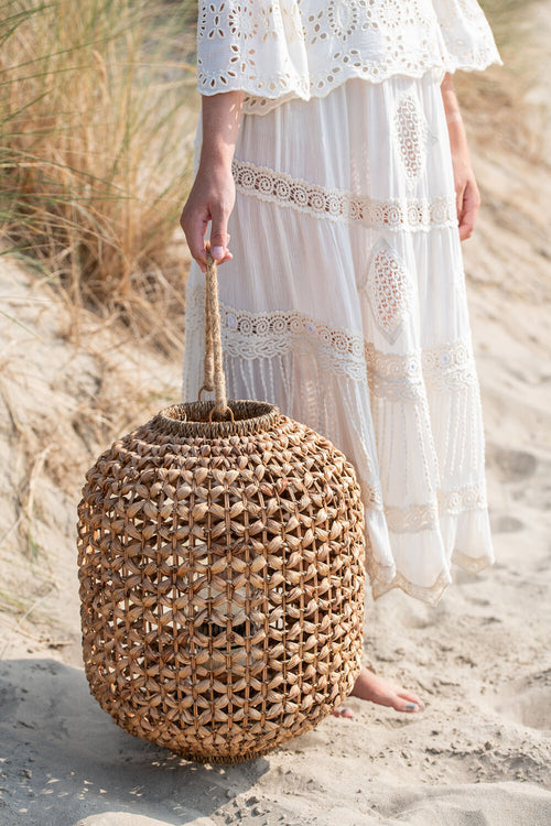 J-Line lantaarn Lena - riet - naturel - medium - vtwonen shop