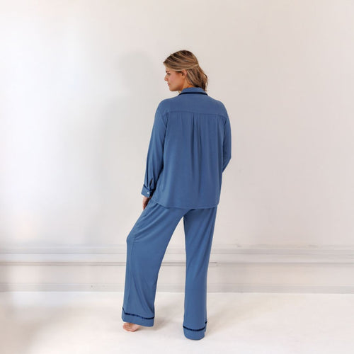 Coco & Cici - Tencel Pyjama Set - Dames - Donker Blauw - Maat XL