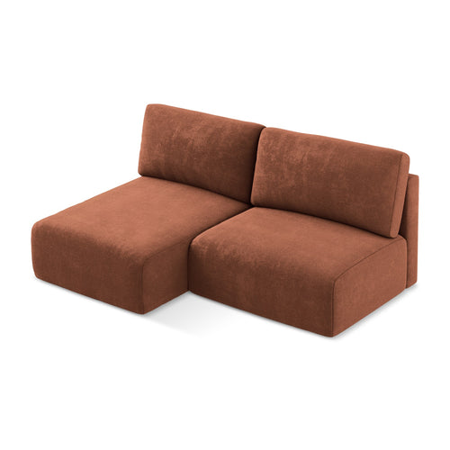 LaMiaSofa hoekbank links Ostia - chenille stof - terracotta - 210x149x79