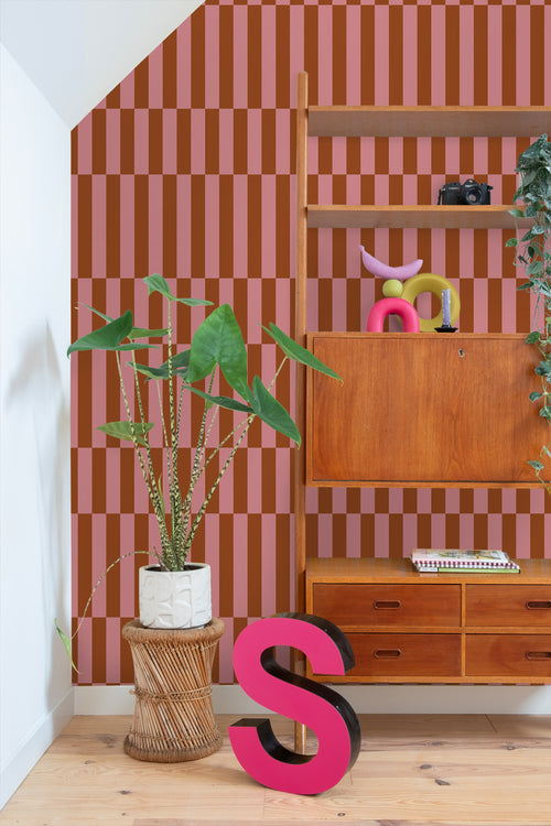 ESTAhome behang strepen roze en rood - 50 x 900 cm - 131427 - vtwonen shop