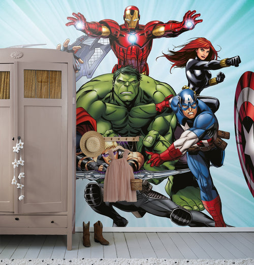 Sanders & Sanders fotobehang The Avengers blauw, groen en rood - 375 x 270 cm - 601037