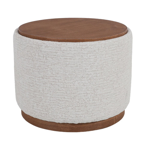 DÉJA Living Salontafel Marcia - Rond Beige/Walnoot - Incl. Opbergruimte - Ø55cm