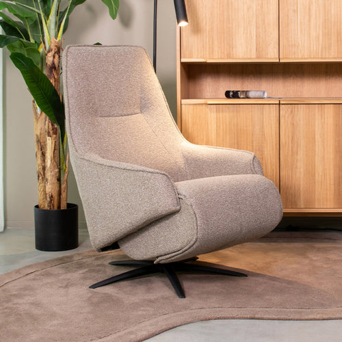 LABEL51 Fauteuil Odense Elektrisch - Grijs Bouclé - Draaibaar